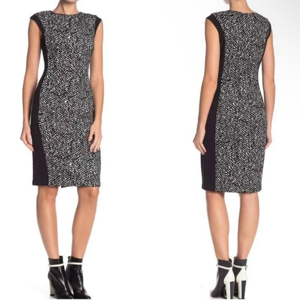 Vince Camuto Knit Illusion Chevron Herringbone Black White 14